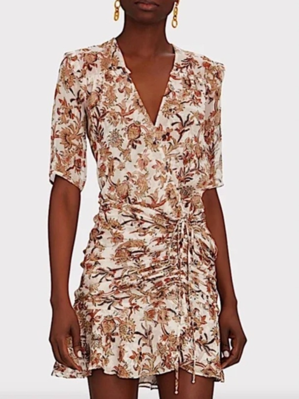 Veronica Beard Dakota Silk Ruched Mini Dress in Blush Multi Size 2